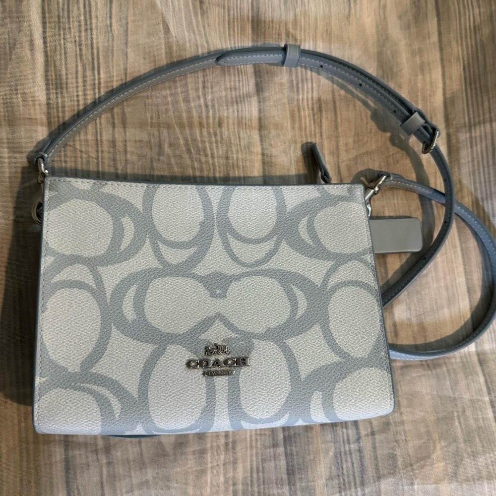 Coach Blue Slim Crossbody Bag In Sketch Signature Canvas NWT $250 MSRP - Picture 6 of 10